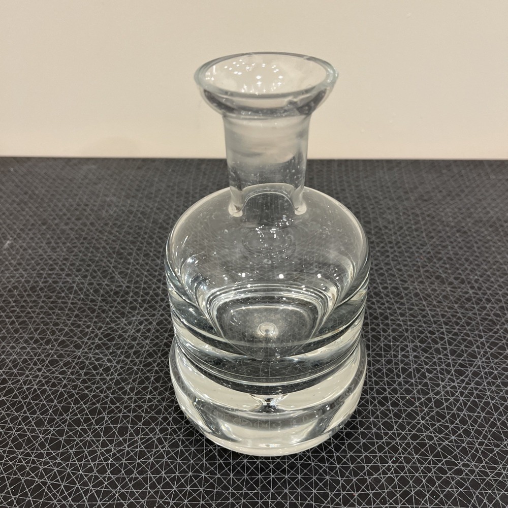 KROSNO HEAVY HAND BLOWN GLASS DECANTER With Bubble On Base 7" Tall, No Stopper - Picture 3 of 9